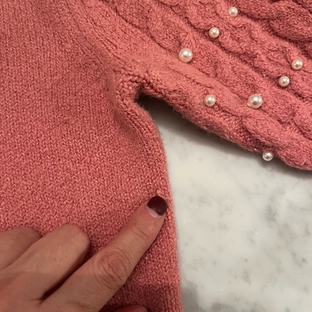 Rachel Parcell Pink Pearl Puff Sleeve Crewneck Sweater - Picture 7 of 8